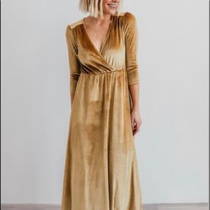 Baltic Born gold velvet maxi dress
